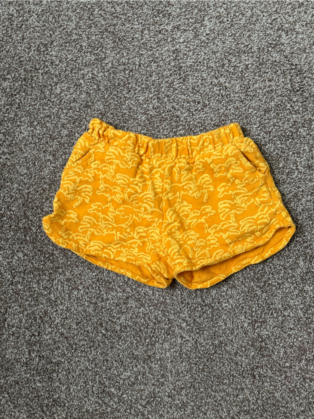 Zara Girls' Mustard Yellow Knit Elastic-Waist Shorts